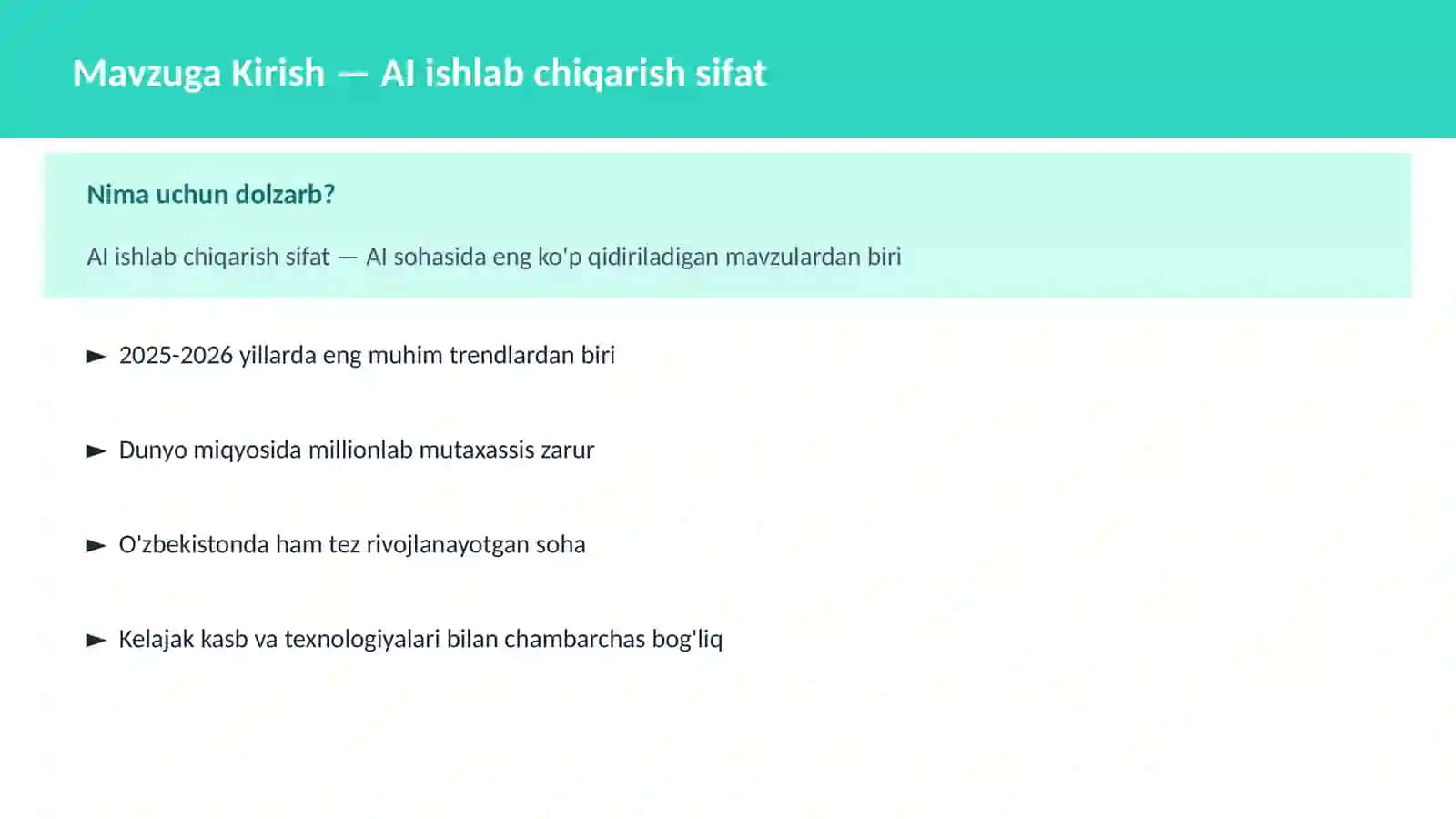 AI ishlab chiqarish sifat 2