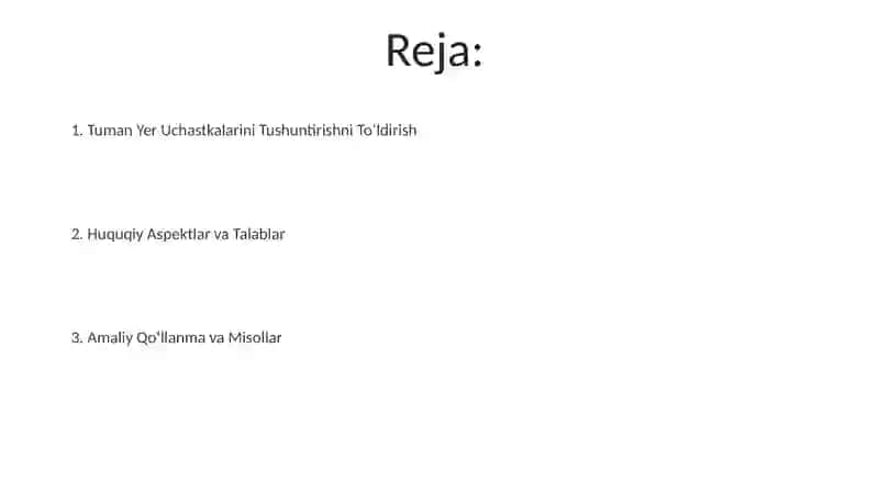 Tuman yer maydonlari eksplikatsiyasini toldirish 2