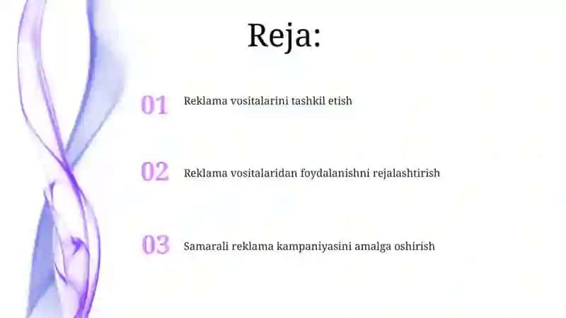Reklama vositalaridan foydalanishni rejalashtirish va tashkil etish 2