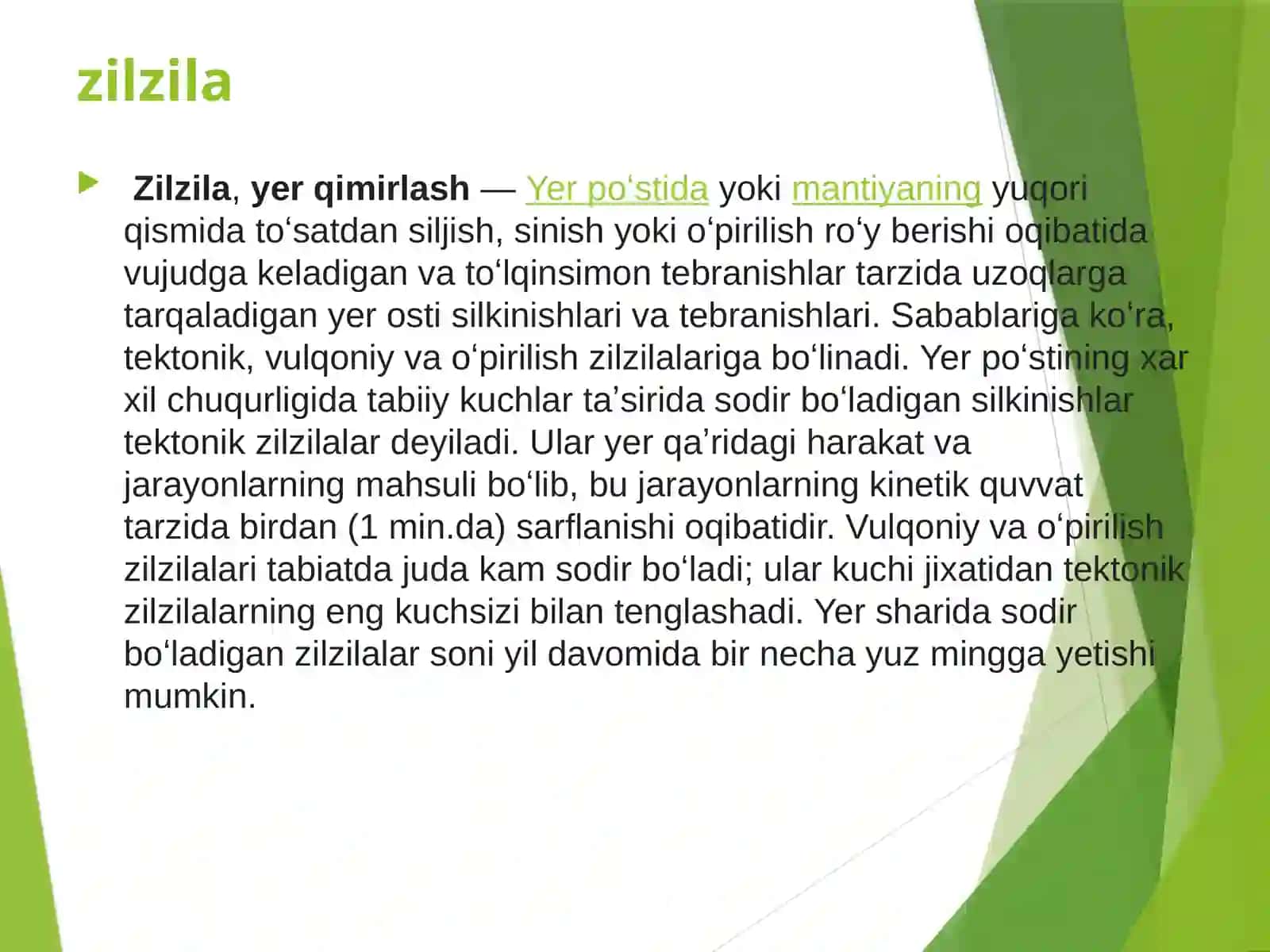 XX asr oxiri va XXI asr boshlaridagi eng muhim seysmik hodisalarning xususiyatlarisaablari va oqibatlari 2