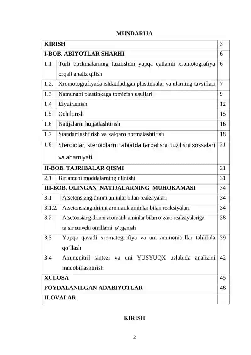 Ba’zi bir -aminonitrillarni xromatografik tadqiq qilish 2