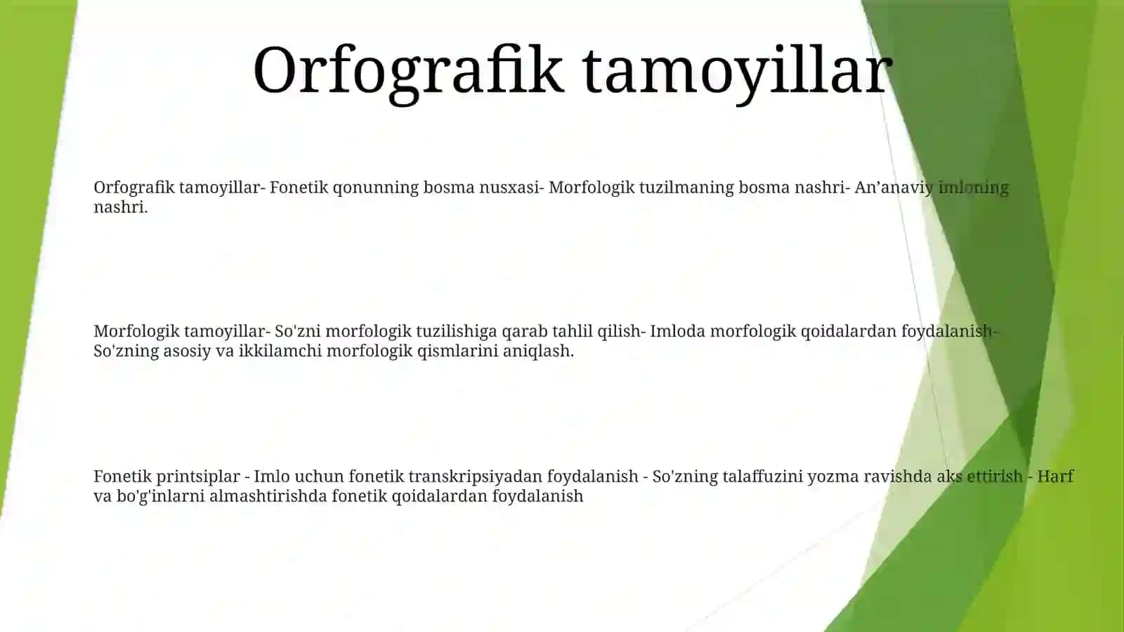 Ona Tili Imlosi Va Uning Asosiy Tamoyil (Printsip)Lari, Morfologik, Fonetik, An'Anaviy-Ctimologik. Differentsiyalash, Grafik Tamoyillar 2
