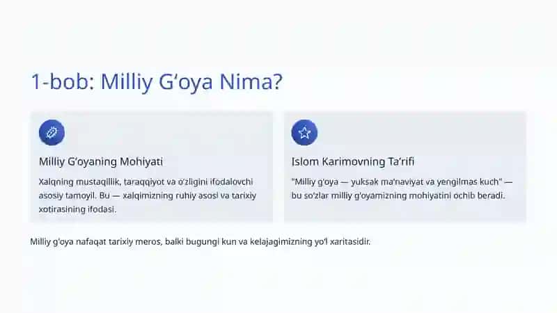 Milliy Gʻoya va Mafkura: Oʻzlikni Anglash va Taraqqiyot Yoʻli 2