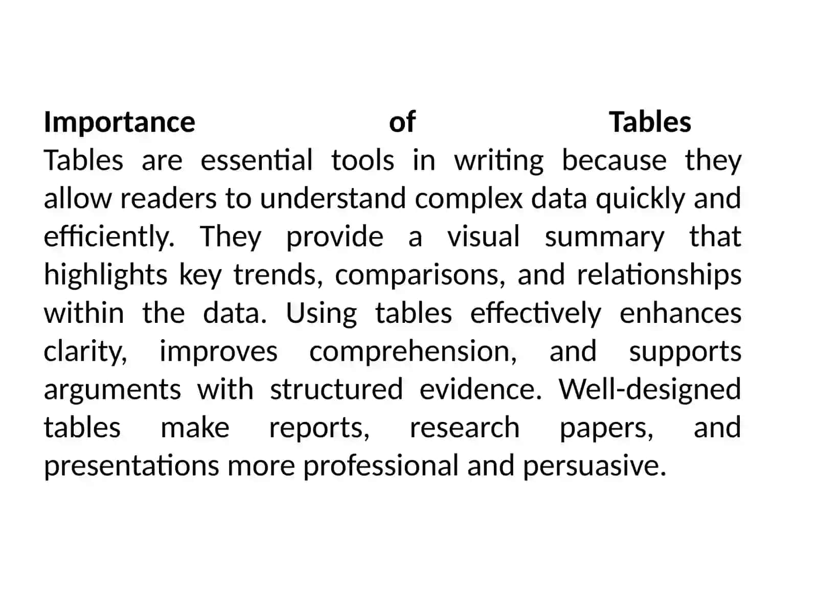 Key Components of a Well-Structured Table 2