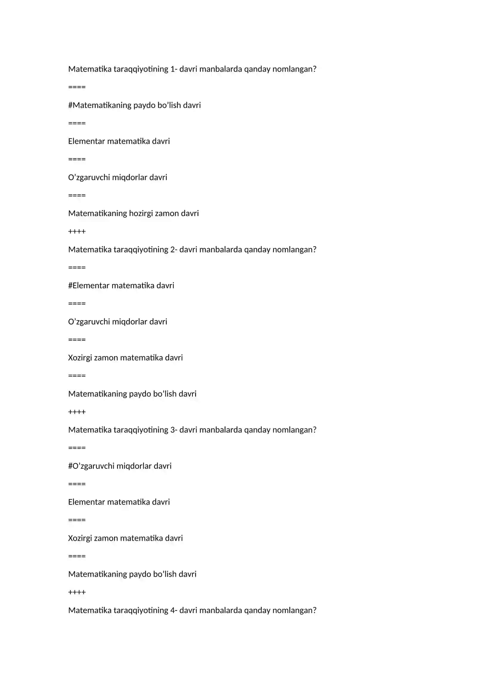 Matematika taraqqiyoti tarixi 2