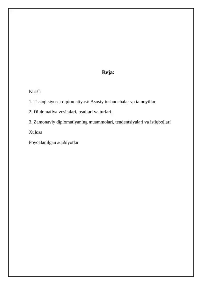 Tashqi siyosat diplomatiyasi: Asosiy tushunchalar va tamoyillar 2