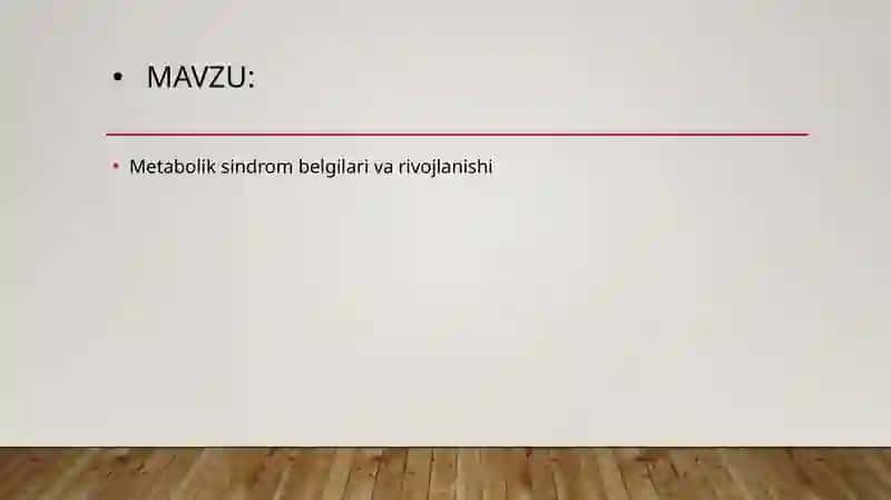 Metabolik sindrom belgilarini va vojlanishini tahlil qilish 2