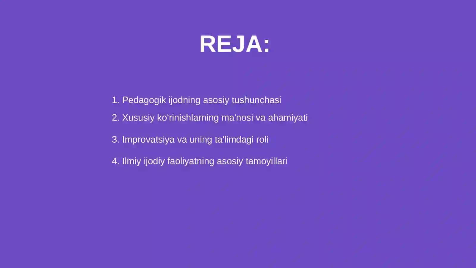 Pedagogik ijodning xususiy koʻrinishi improvatsiya.ilmiy ijodiy faoliyatni anglashga nisbatan yangicha yondashuvlar 2