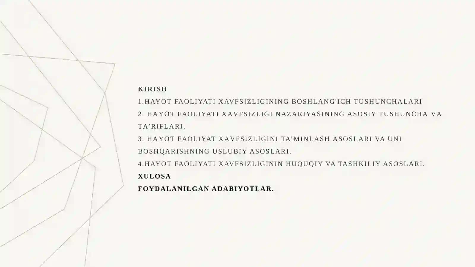 Hayot faoliyati xavfsizligi 2
