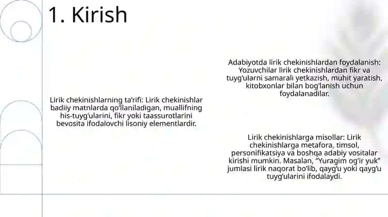 Badiiy Asarda Lirik Chekinishning Qo’Llanilishi! 2