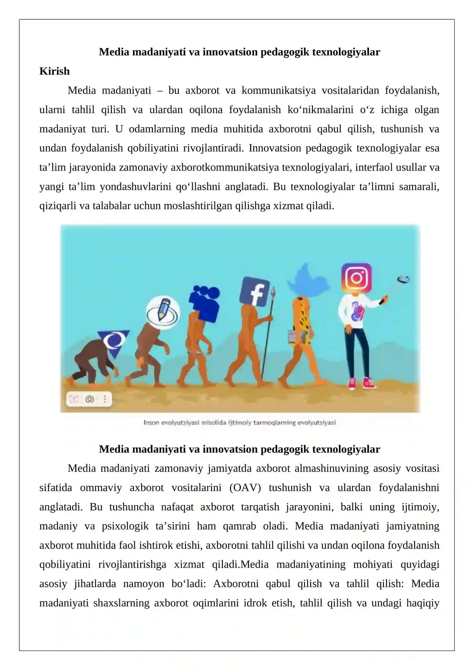 Media madaniyati va innovatsion pedagogik texnologiyalar 2