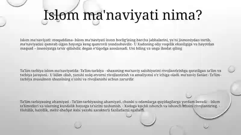 Islom Ma'Naviyatida Ta'lim-Tarbiya 2