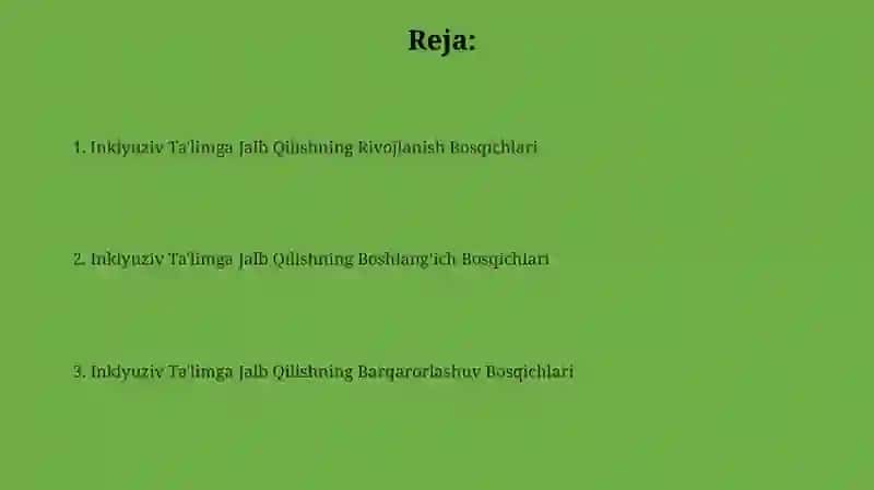 Inklyuziv ta'limga jalb qilish bosqichlari 2