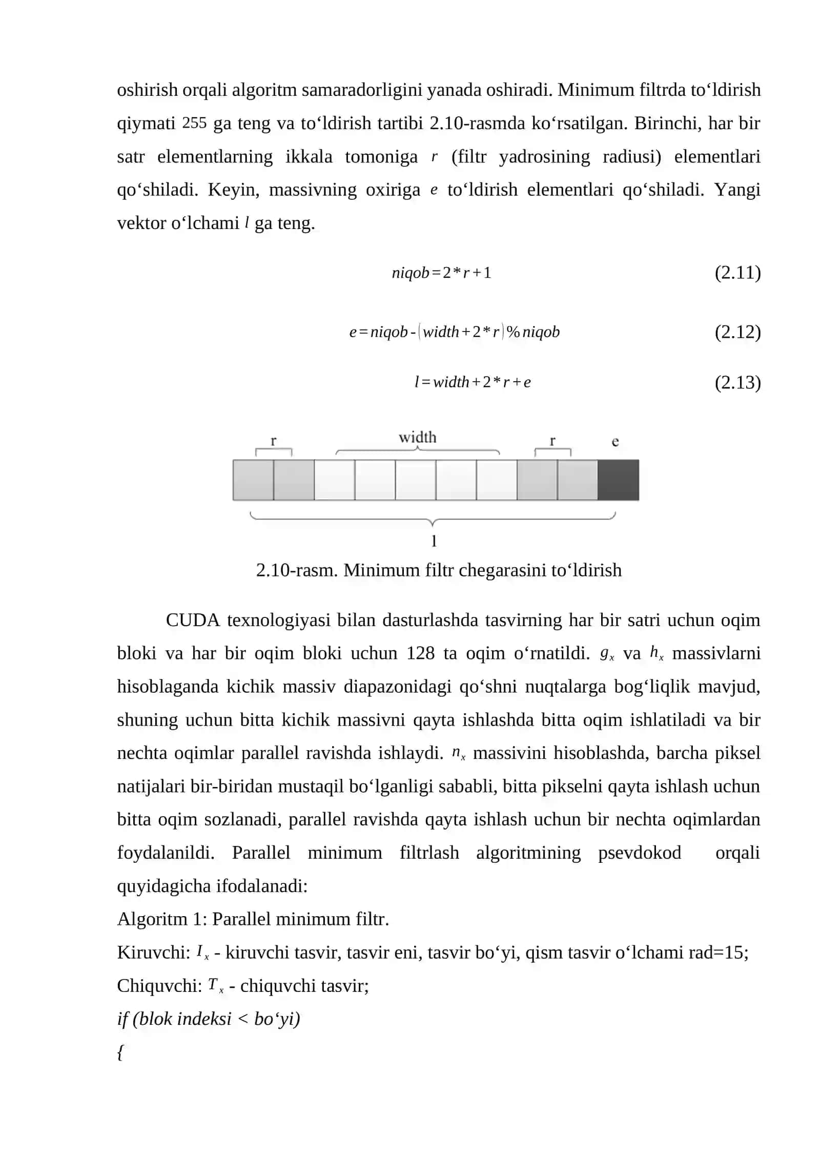 Parallel minimum filtrlash algoritmi 2