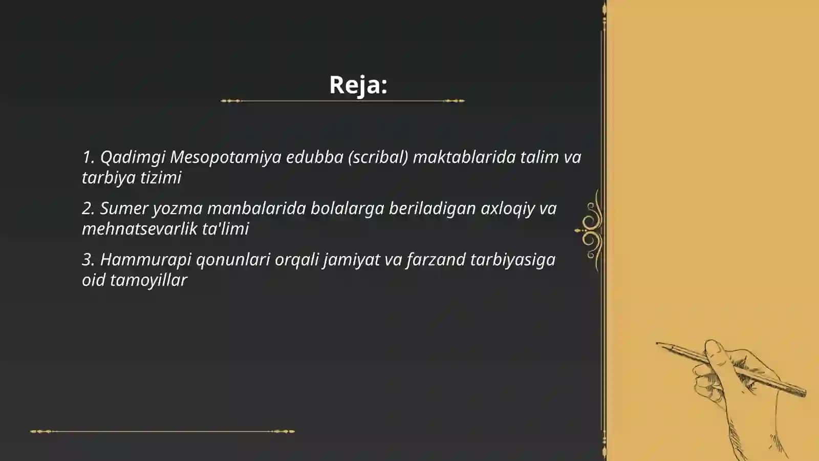 Qadimgi Mesopotamiya edubba (scribal) maktablarida talim va tarbiya tizimi 2