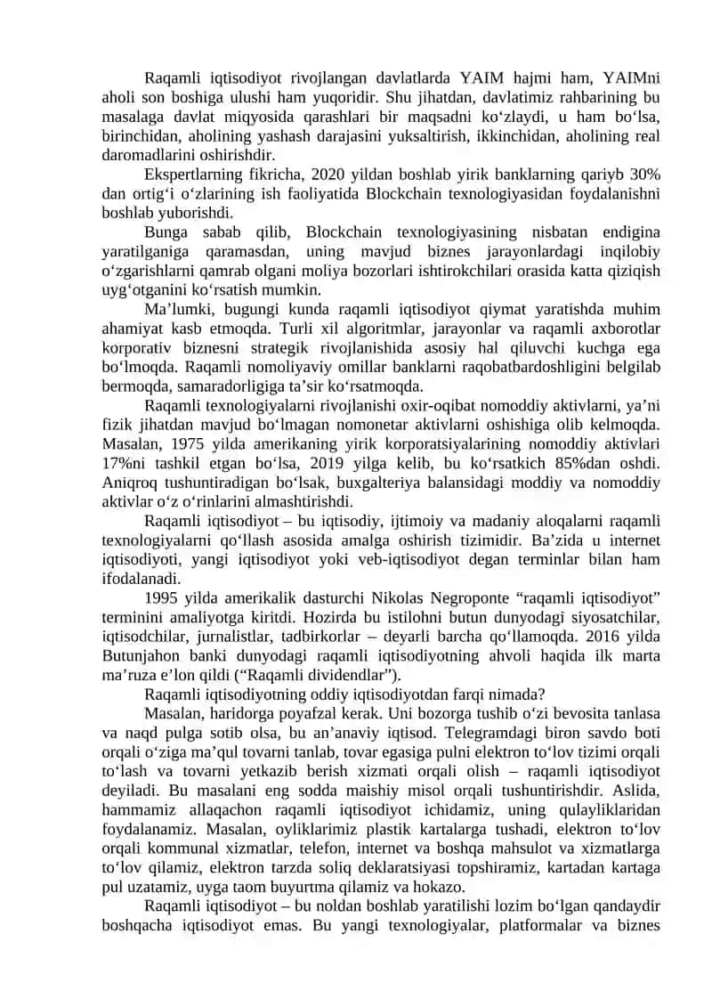 O‘zbekistonda raqamli moliyani rivojlantirish va kripto-birjalar faoliyatini tashkil etish masalalari 2