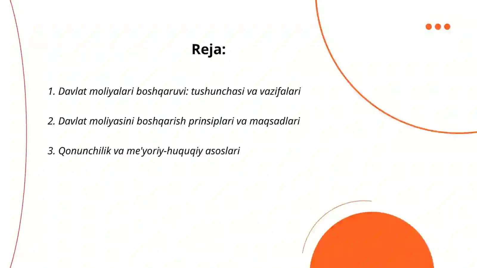 Davlat moliyasini boshqarishni tashkil etish 2