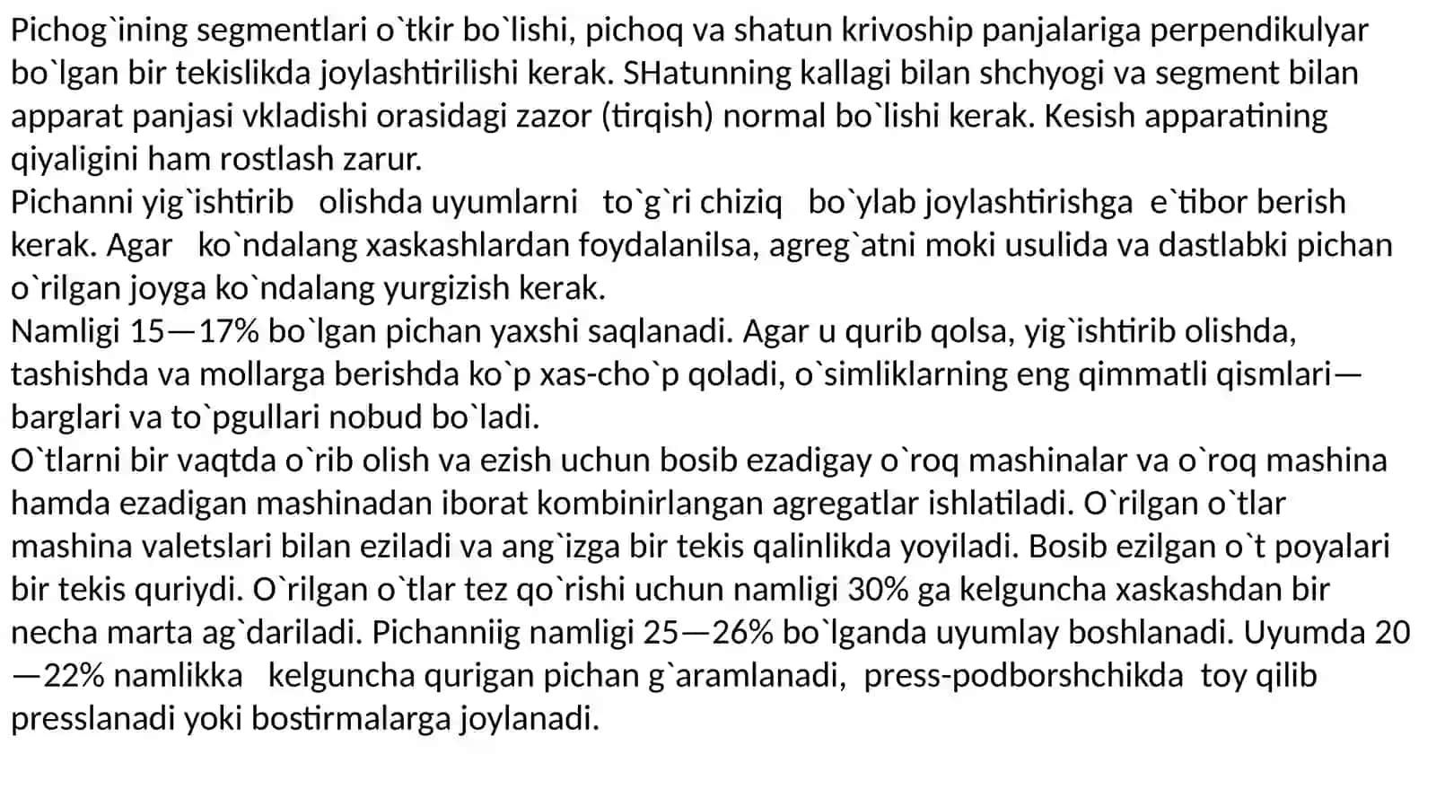 O’to’rish agregatining tuzilishi va uni ishga tayyorlash 2