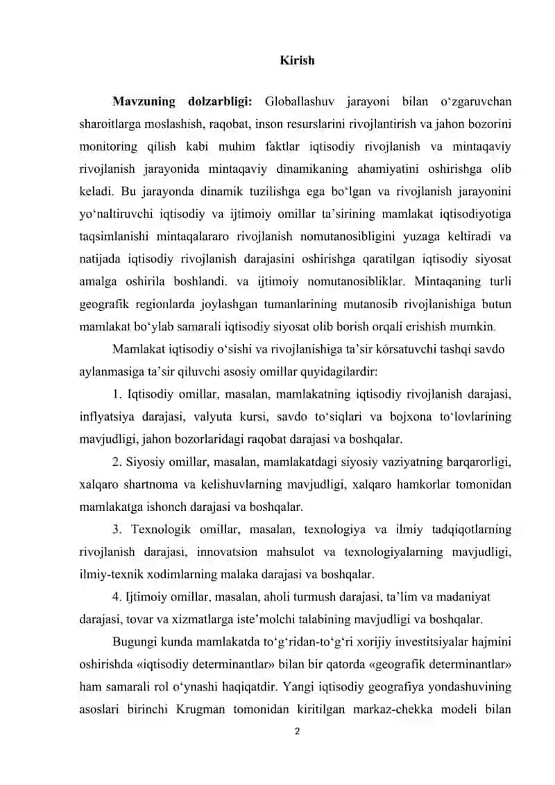 Mintaqaviy iqtisodiy rivojlanishning asosiy omillari 2