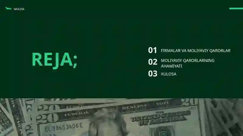firmalar qabul qiladigan moliyaviy qarorlar 2