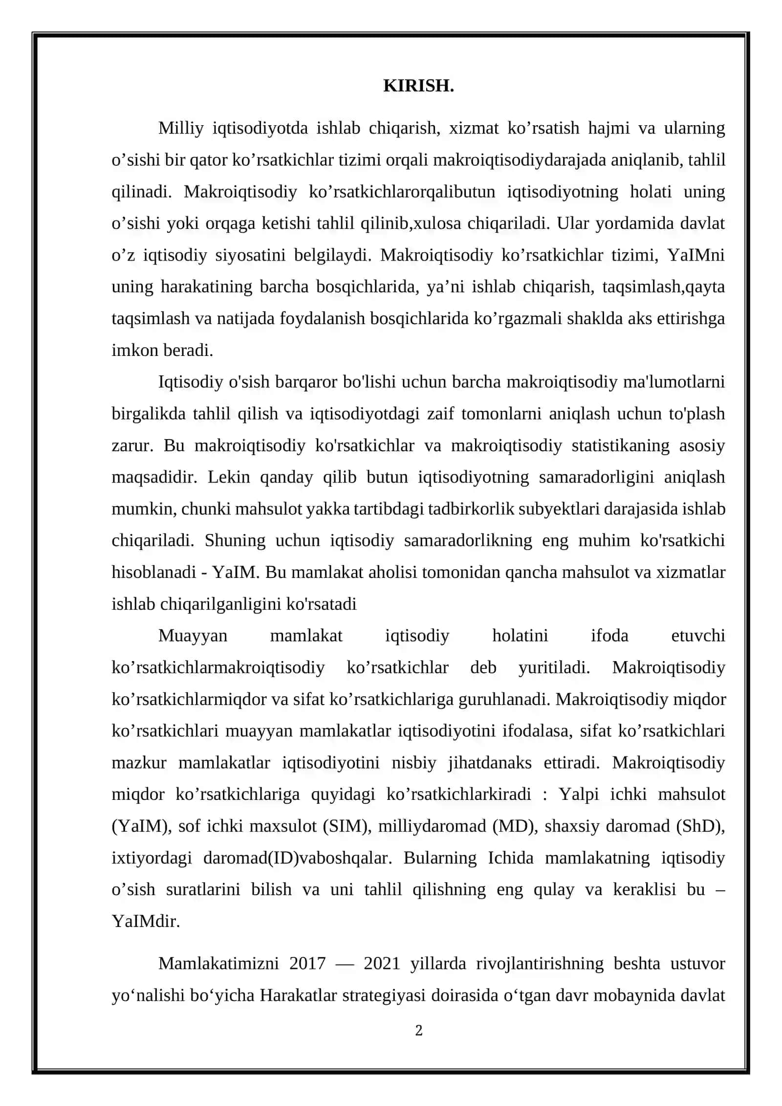 O’zbekistonda yalpi ichki maxsulotning o’sish sur’atlari tahlili 2