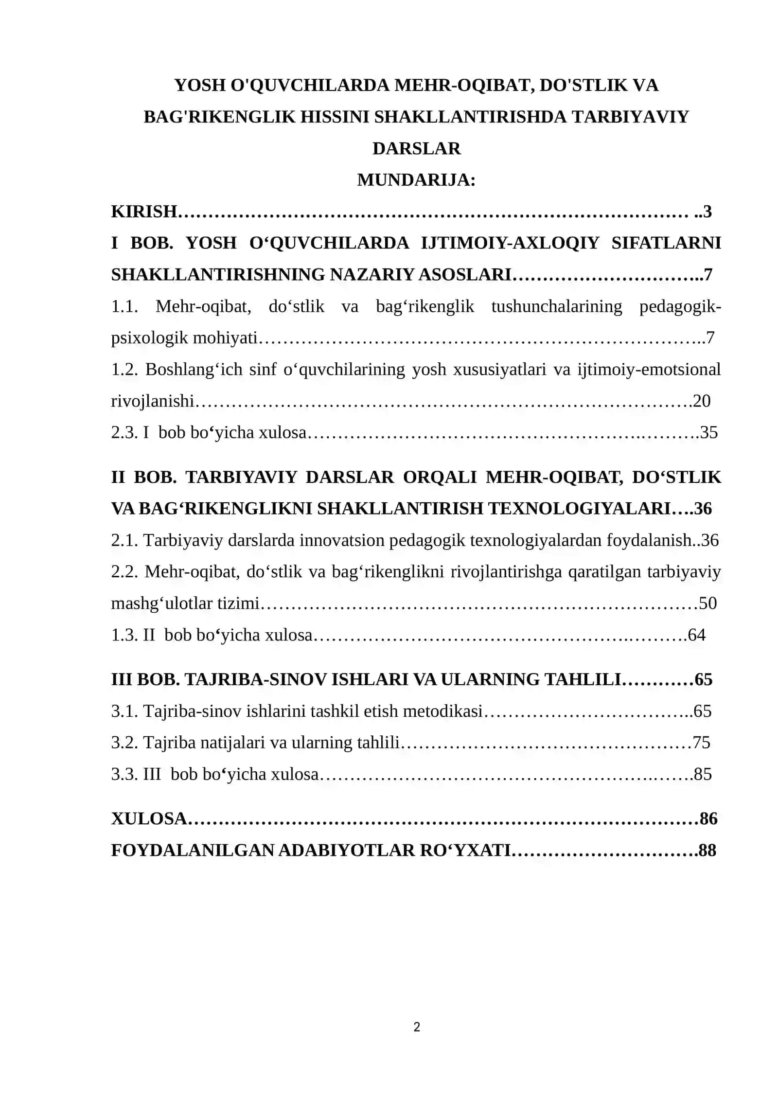 YOSH O'QUVCHILARDA MEHR-OQIBAT, DO'STLIK VA BAG'RIKENGLIK HISSINI SHAKLLANTIRISHDA TARBIYAVIY DARSLAR 2
