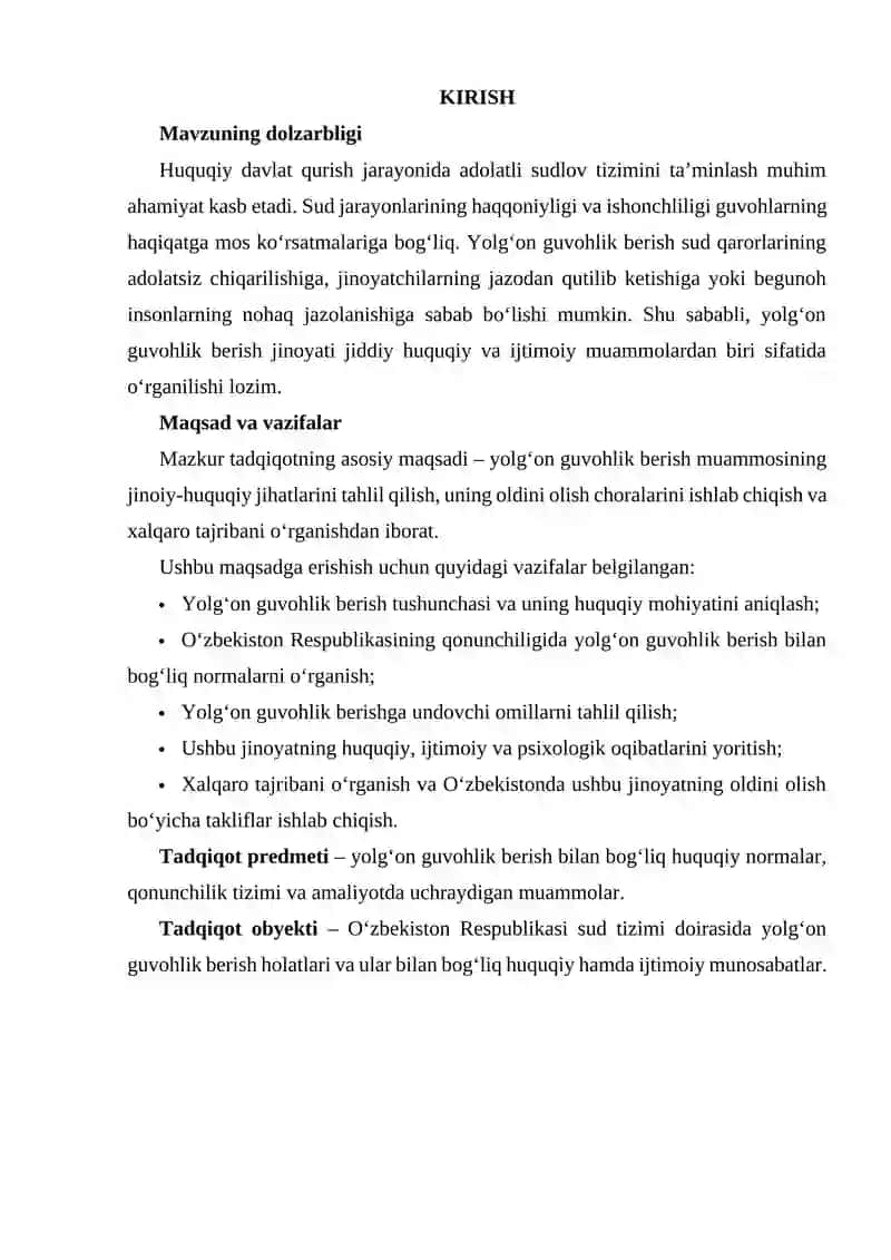 Yolg‘on Guvohlik Berishning Jinoiy-Huquqiy Xususiyatları 2