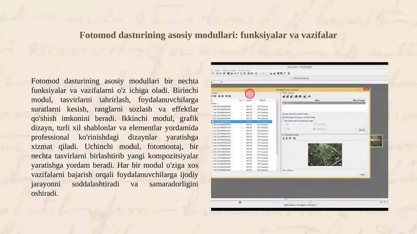 Fotomod dasturi modullari va ularni ishlash jarayonlari 2