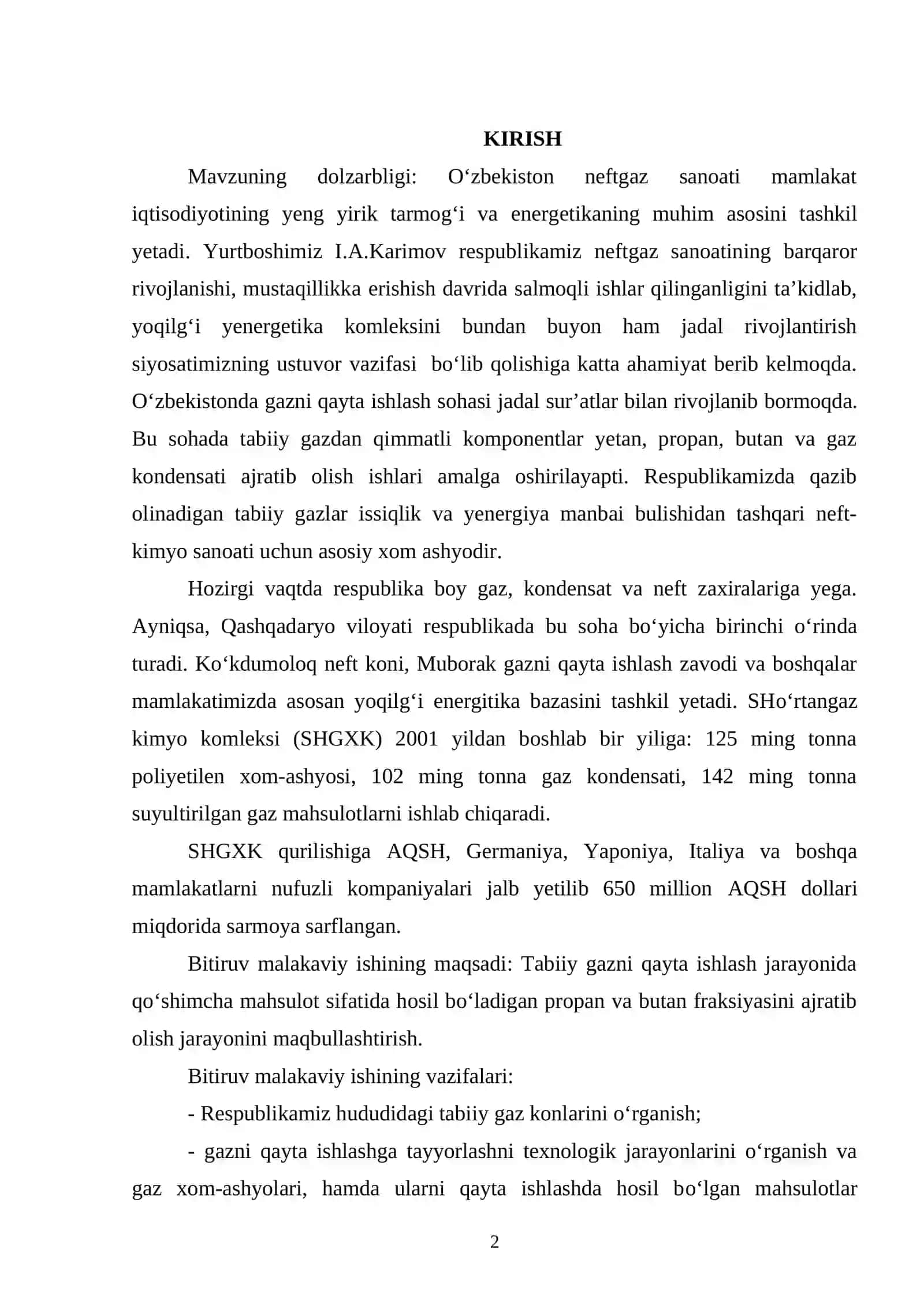 Tabiiy gazlardan propan va butan aralashmasini ajratib olish usullarini takomillashtirish 2