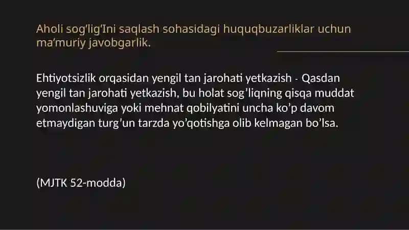 Aholi sog’lig’ini saqlash sohasidagi huquqbuzarliklar uchun ma’muriy javobgarlik 2