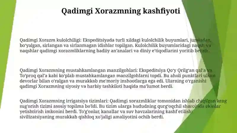Qadimgi Xorazm Arxeologik Ekspeditsiyasi Tadqiqotlari 2