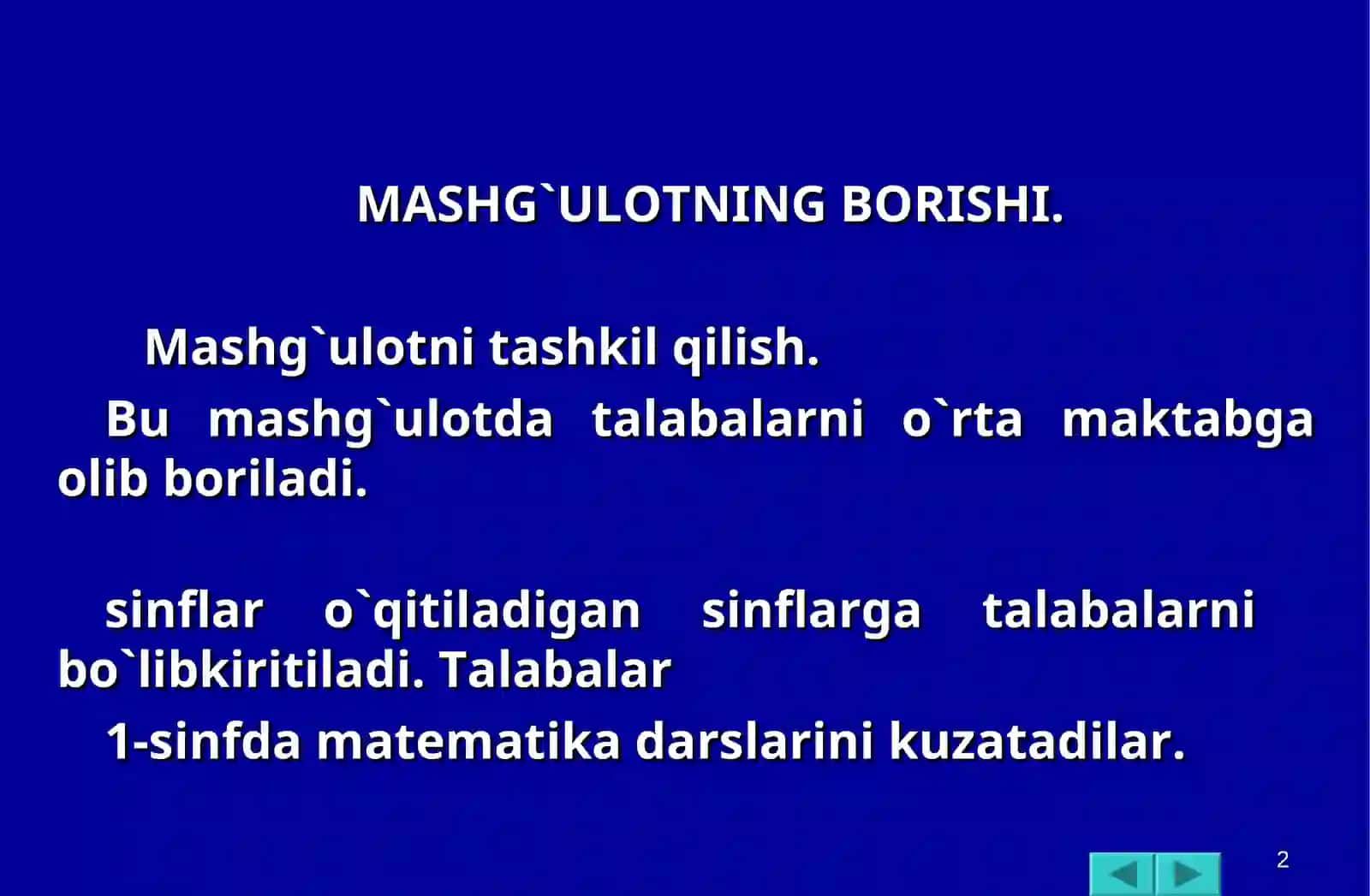 1-sinf matematika darslarini kuzatish va tahlil qilish 2