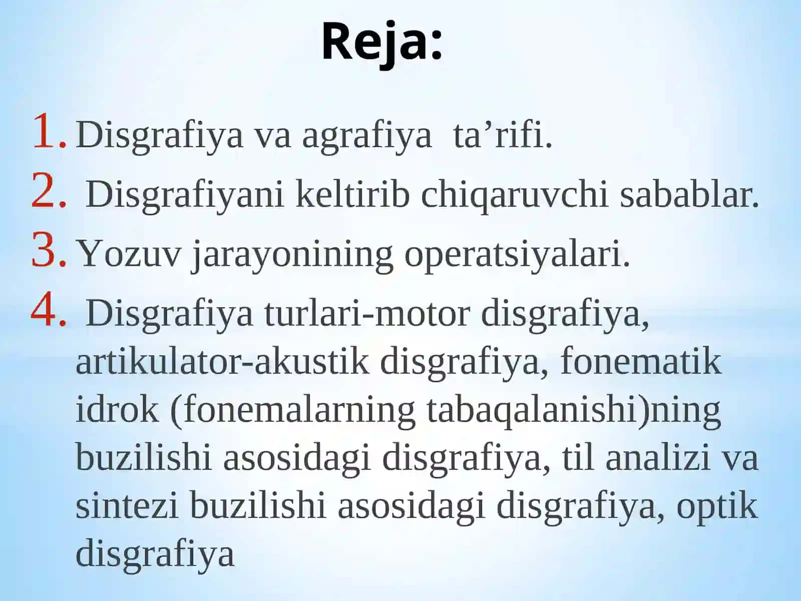 DISGRAFIYA VA UNING TASNIFI 2