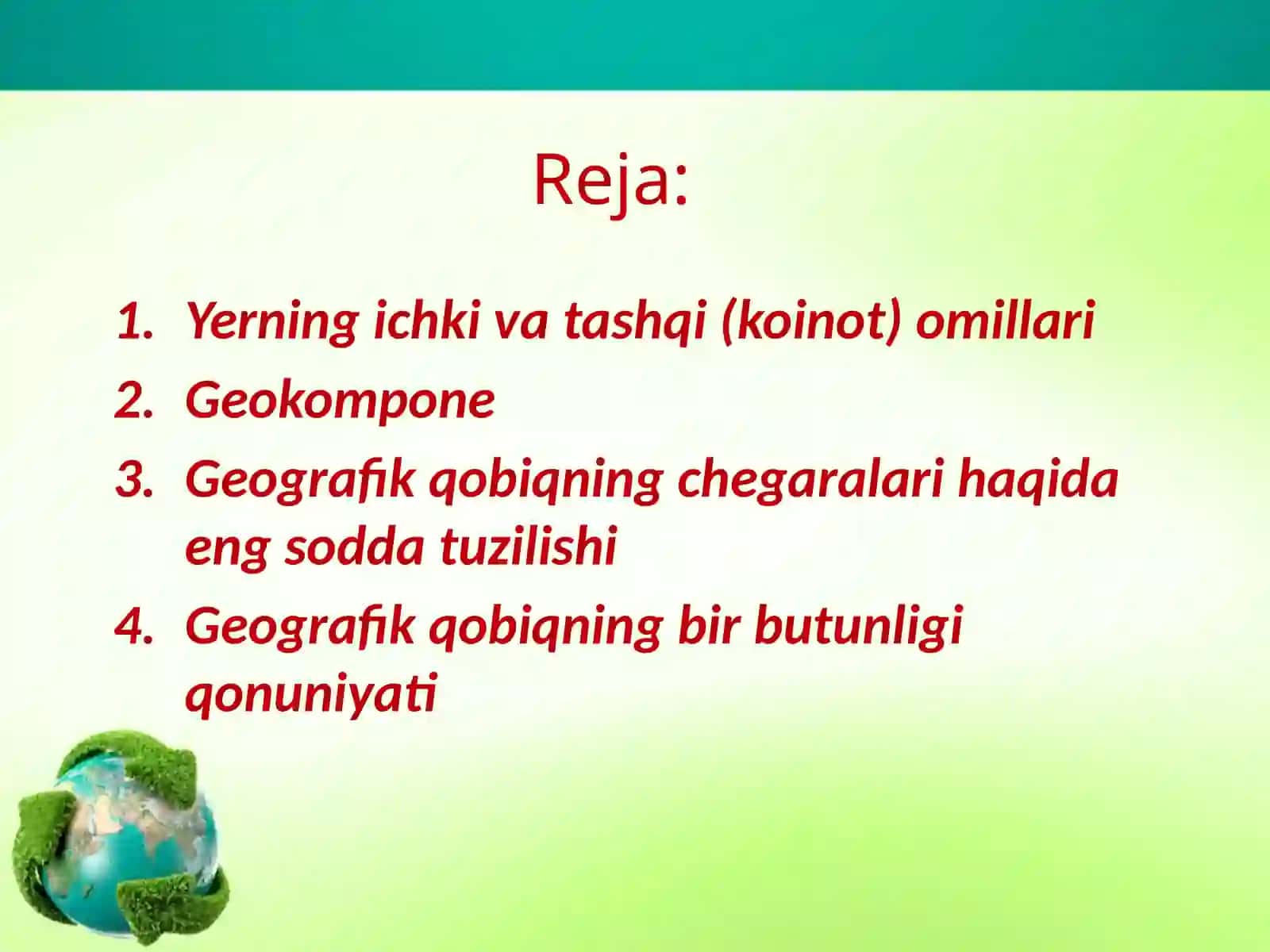 Geografik qobiq vauning umumiy qonuniyatlari 2