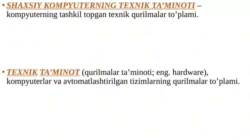 Kompyuterlarning texnik va dasturiy ta'minoti 2