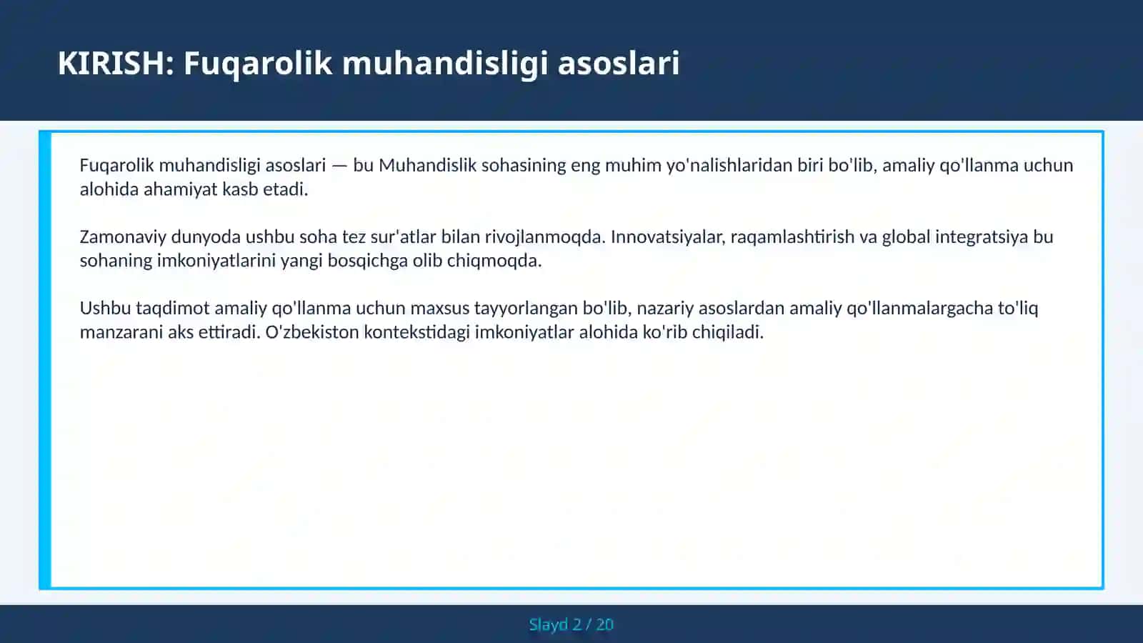 FUQAROLIK MUHANDISLIGI ASOSLARI 2