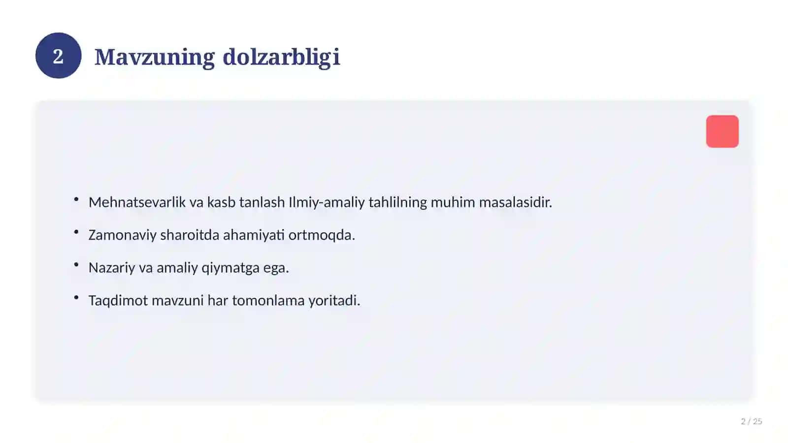 Mehnatsevarlik va kasb tanlash 2