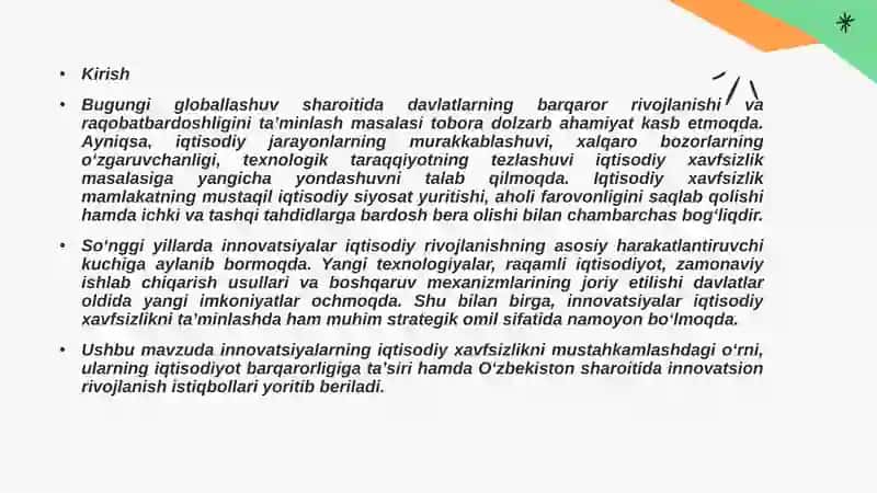 Iqtisodiy xavfsizlikni taʼminlashda innovatsiyalar omili 2