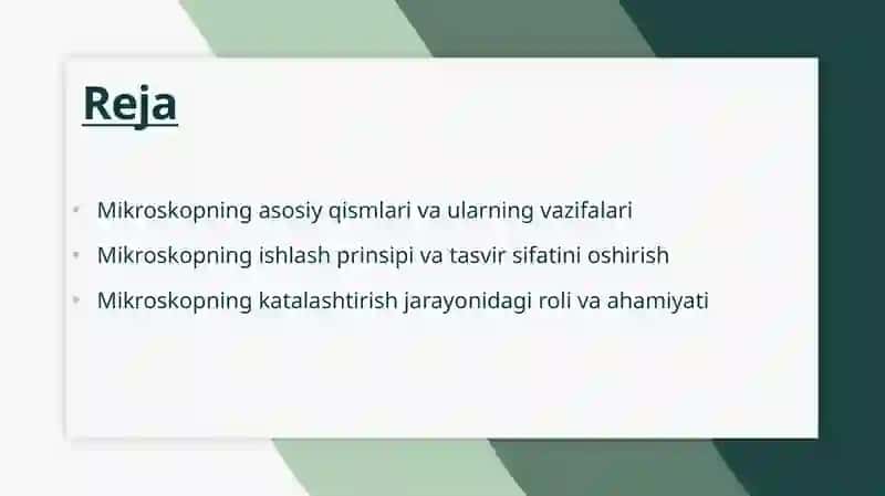Mikroskopning tuzilishi va uning katalashtirishi 2