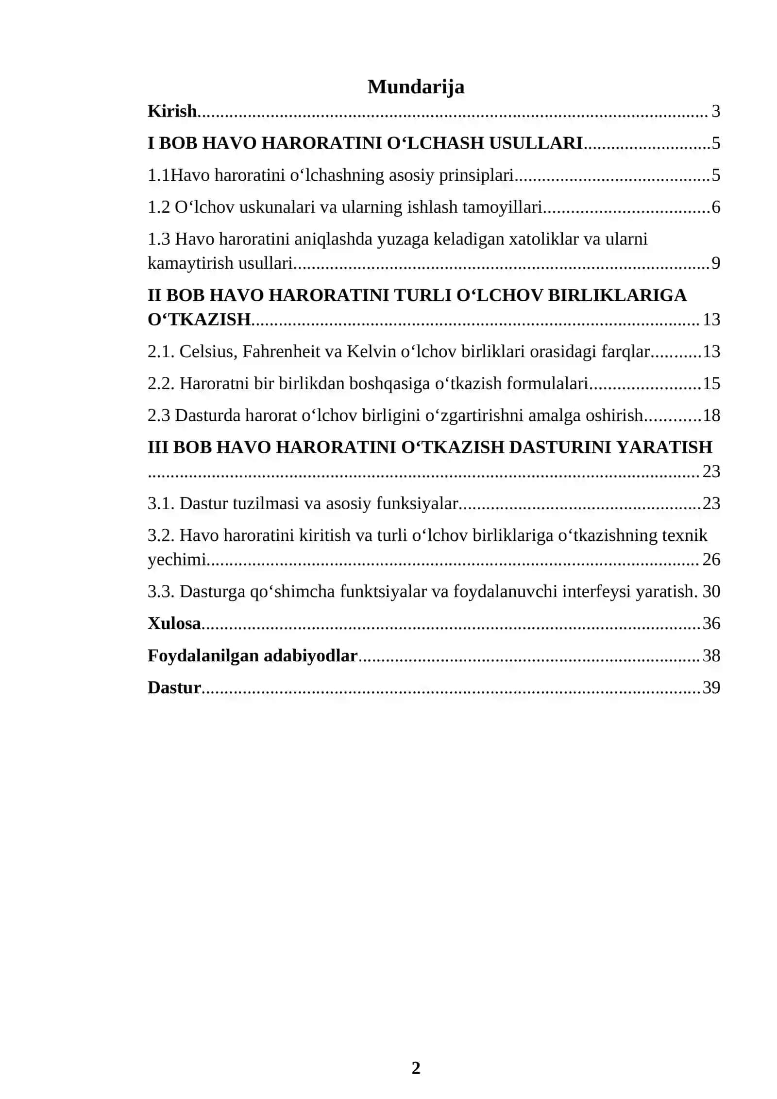 HAVO HARORATINI KIRITIB, UNI TURLI O‘LCHOV BIRLIKLARIGA O‘TKAZISH DASTURI 2