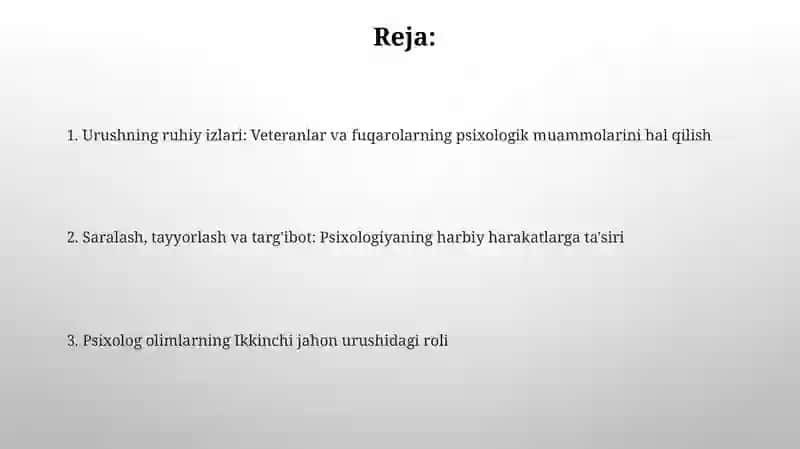 Ikkinchi Jahon urushidagi psixologik olimlar xaqida 2