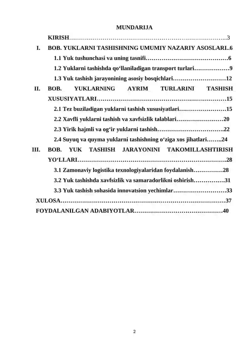 Yuklarning ayrim turlarini tashish xususiyatlari 2
