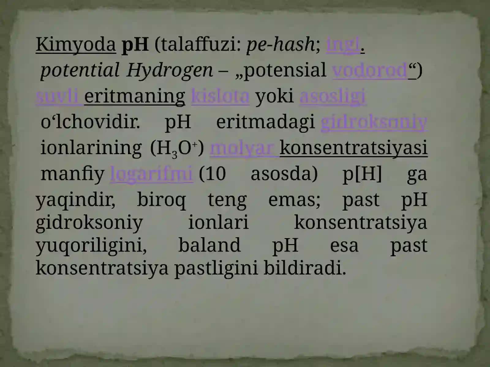 VODOROD KO’RSATKICH - pH 2