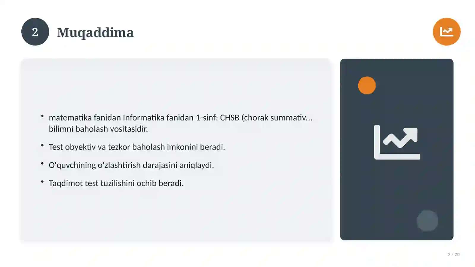 Informatika fanidan 1-sinf: CHSB (chorak summativ baholash) 2