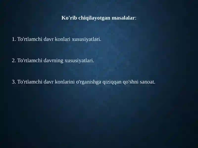 To'rtlamchidavr Geologiyasi 2