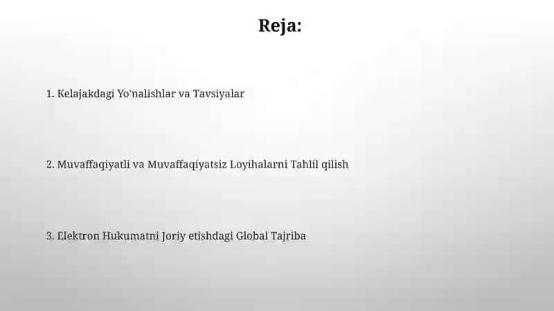 Elektron hukumatni joriy etish boʻyicha jahon tajribasi 2
