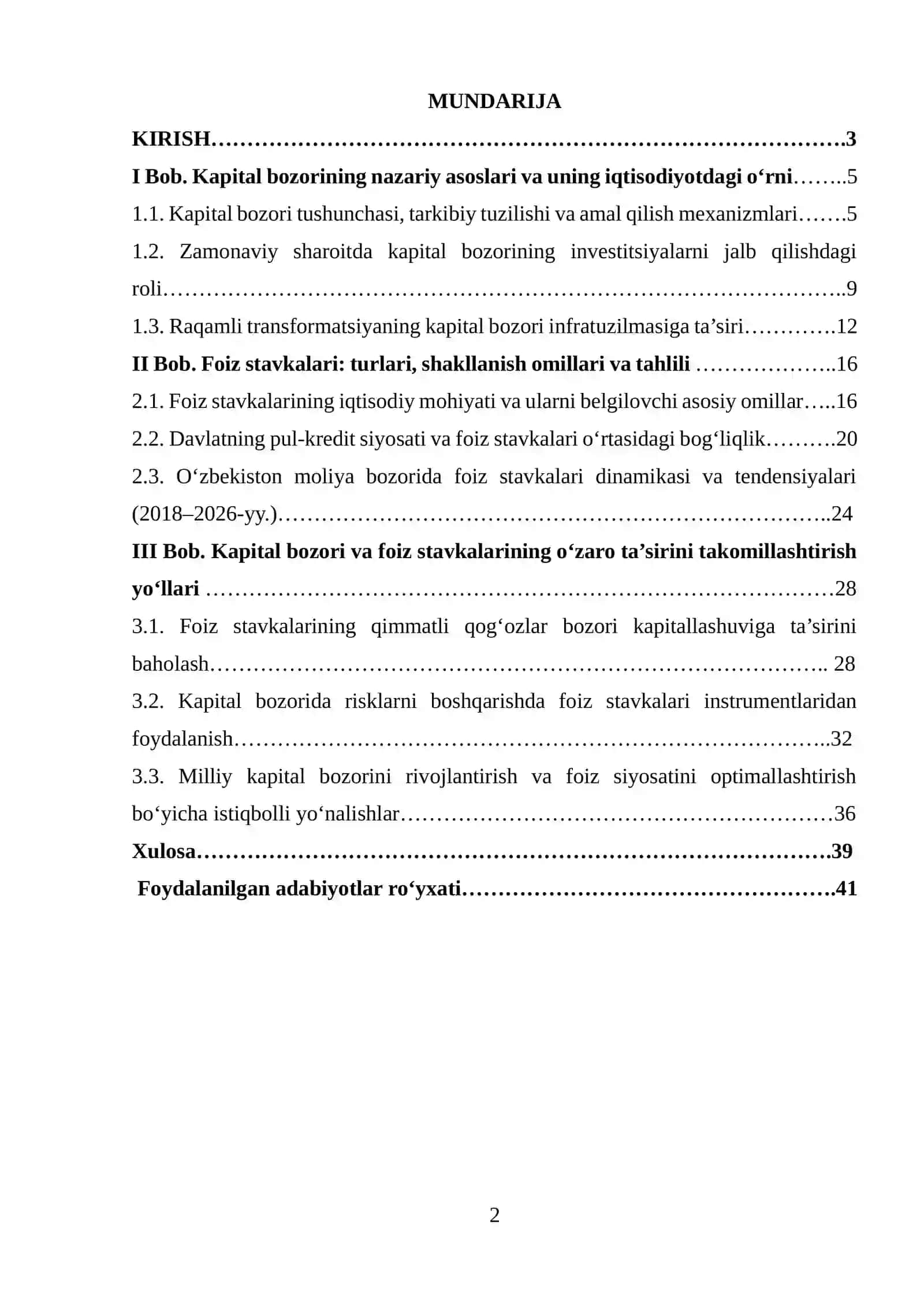 Kapital bozorining nazariy asoslari va uning iqtisodiyotdagi o‘rni 2