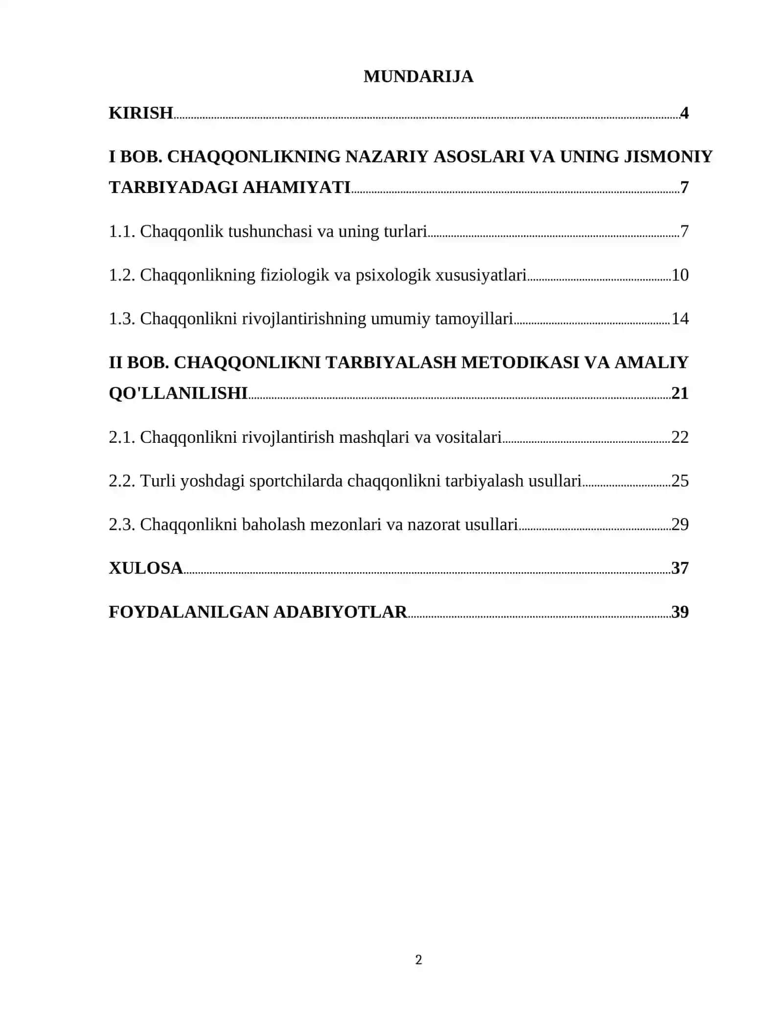 Jismoniy sifatlarni (chaqqonlik) tarbiyalash metodikasi 2