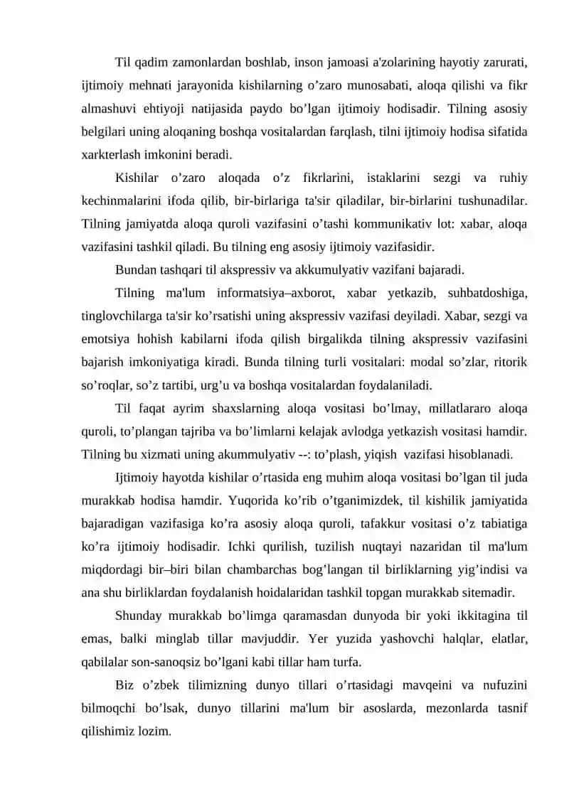 Dunyo tillarining genelogik va morfologik tasnifi 2