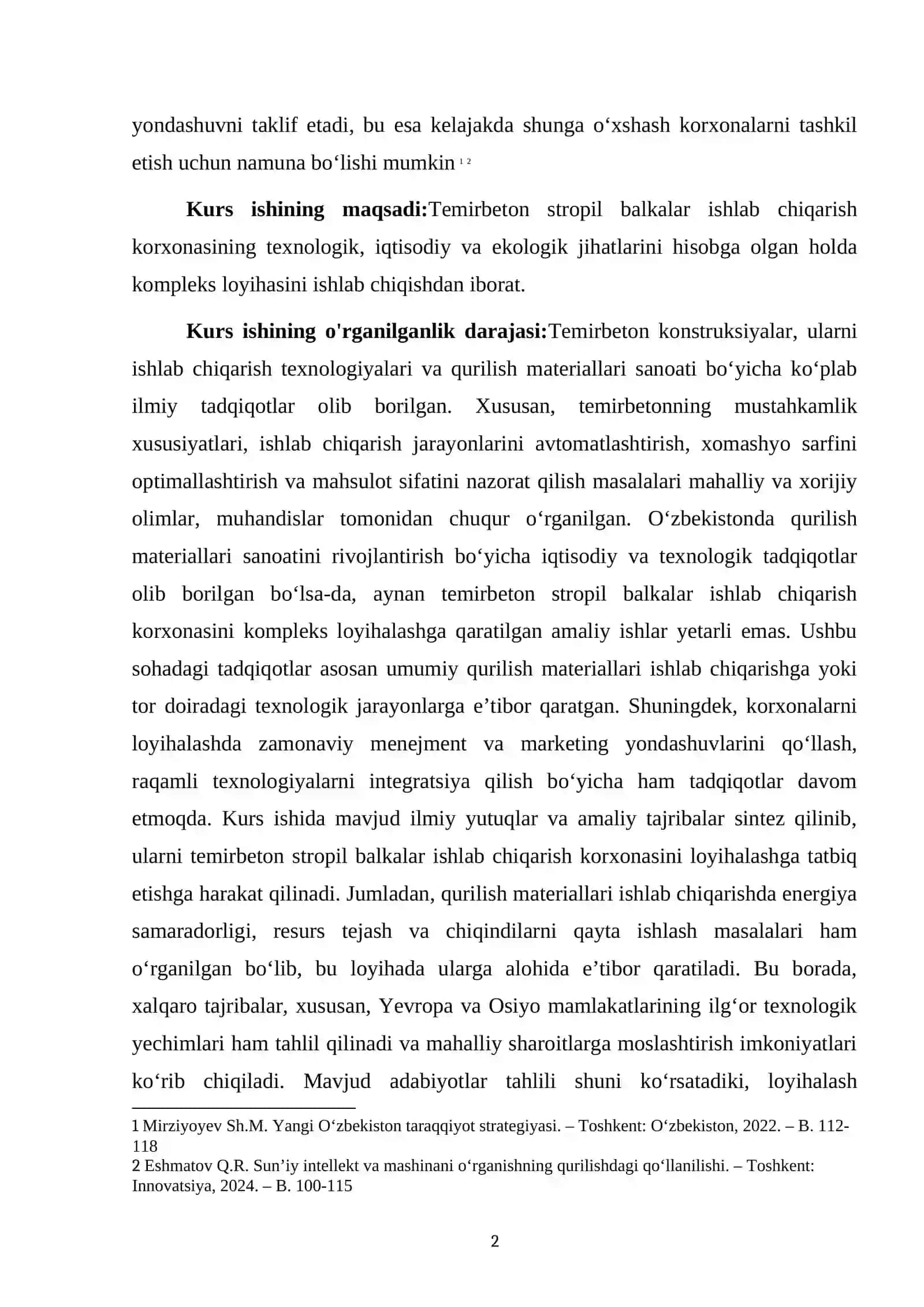 Temirbeton  stropil  balkalar  ishlab  chiqarish  korxonasini  loyihalash 2